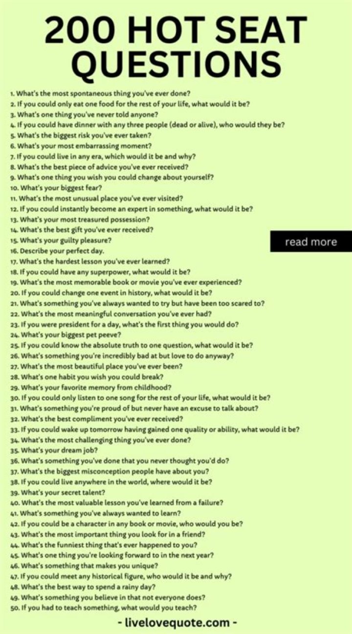 20 Unique Hot Seat Questions Add Spark in your Conversation