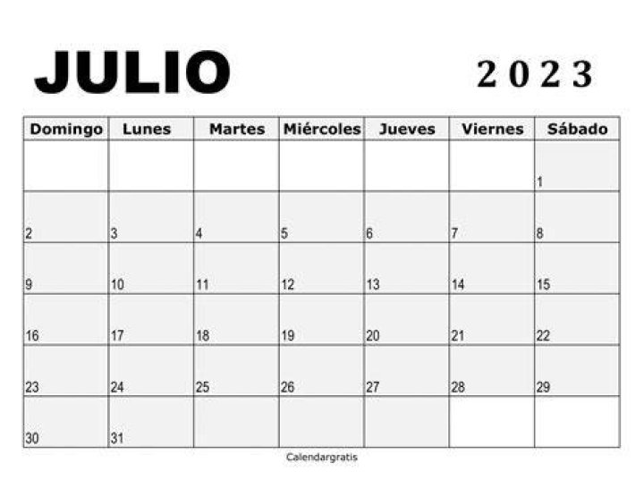 Calendario JULIO 2023 para imprimir en jpg y pdf gratis